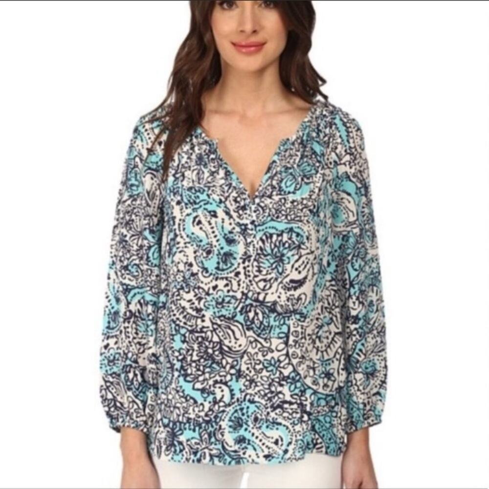 Lilly Pulitzer sarabeth silk top hippy hippy shake
